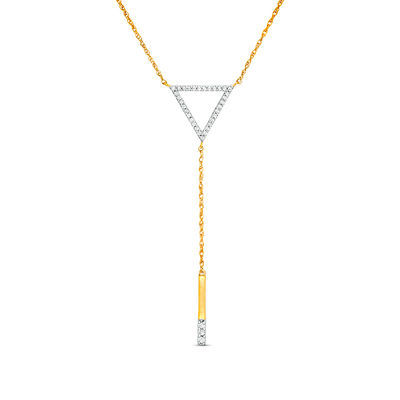 0.18 CT. T.W. Diamond Triangle Outline "Y" Necklace in 10K Gold - 19"