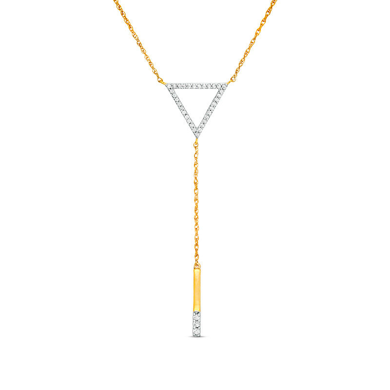 0.18 CT. T.W. Diamond Triangle Outline "Y" Necklace in 10K Gold - 19"|Peoples Jewellers