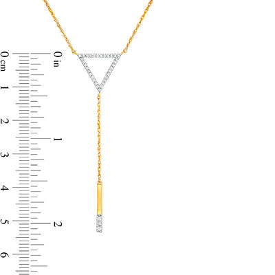 0.18 CT. T.W. Diamond Triangle Outline "Y" Necklace in 10K Gold - 19"