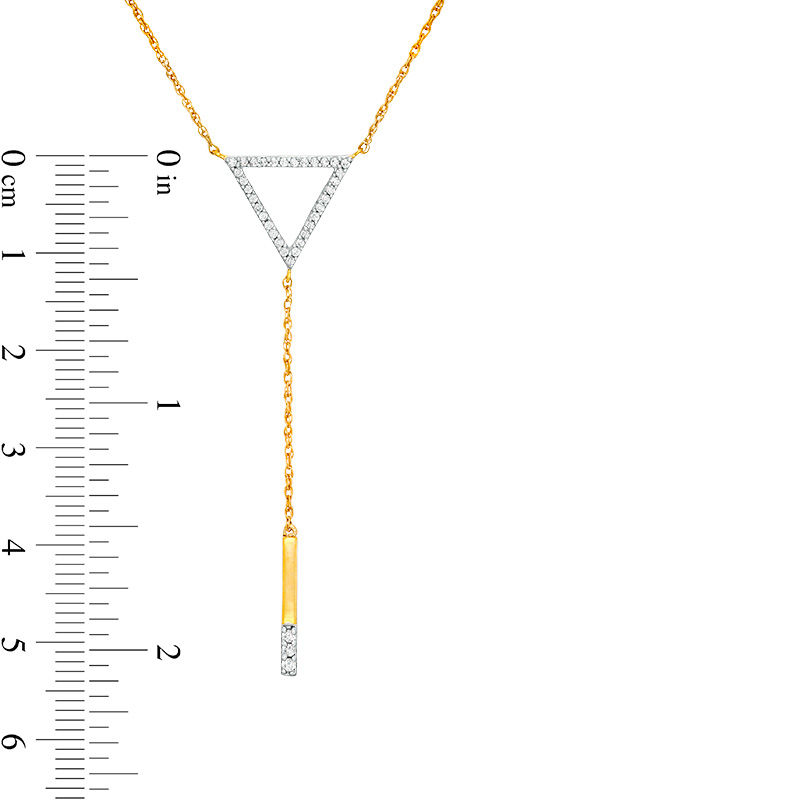 0.18 CT. T.W. Diamond Triangle Outline "Y" Necklace in 10K Gold - 19"|Peoples Jewellers