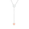 Thumbnail Image 0 of 0.066 CT. T.W. Diamond Circle Outline and Heart "Y" Necklace in Sterling Silver and 10K Rose Gold - 20"