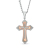 Thumbnail Image 0 of Men's Layered Cross Pendant in Stainless Steel with Rose Ion-Plate – 24"