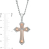 Thumbnail Image 1 of Men's Layered Cross Pendant in Stainless Steel with Rose Ion-Plate – 24"