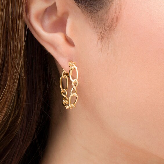 25.0mm Infinity and Oval Link Hoop Earrings in 14K Gold