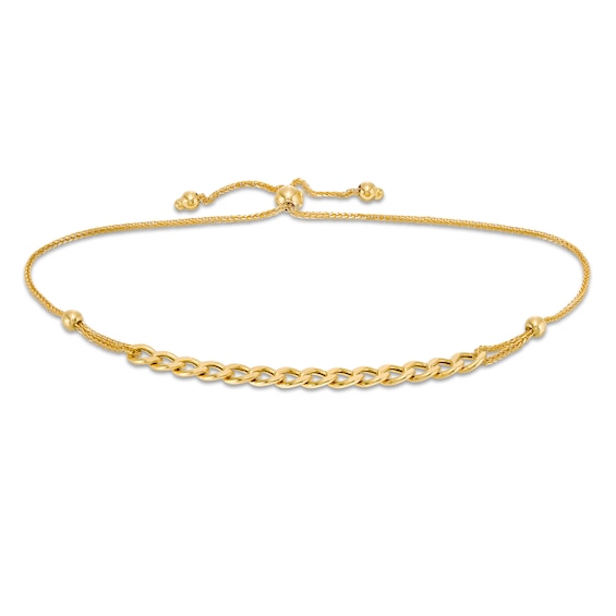 3.6mm Curb Chain Bolo Bracelet in 14K Gold - 9.25"