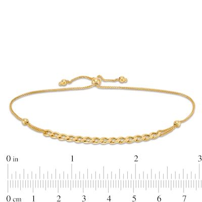 3.6mm Curb Chain Bolo Bracelet in 14K Gold - 9.25"