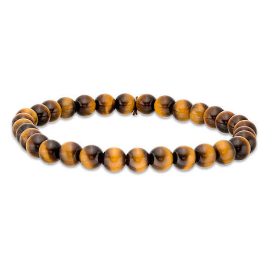 EFFY™ Collection Men's 6.0mm Tiger's Eye Bead Stretch Bracelet ...