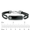 Thumbnail Image 2 of EFFY™ Collection Men's Rectangle Onyx Bar Rope Frame Panther Accent Looping Black Leather Bracelet in Sterling Silver