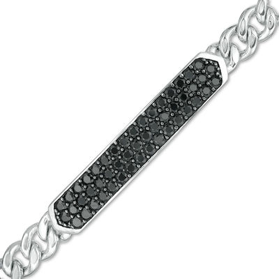 EFFY™ Collection Men's Black Spinel ID Bracelet in Sterling Silver