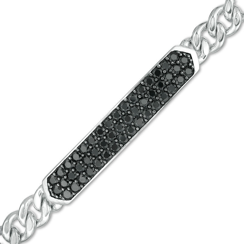 EFFY™ Collection Men's Black Spinel ID Bracelet in Sterling Silver|Peoples Jewellers