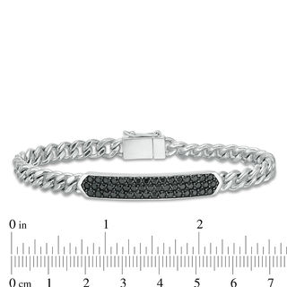 EFFY™ Collection Men's Black Spinel ID Bracelet in Sterling Silver