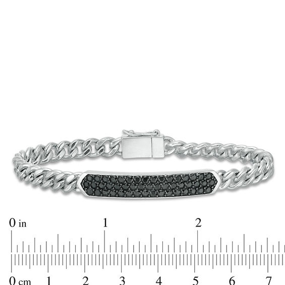 EFFY™ Collection Men's Black Spinel ID Bracelet in Sterling Silver