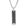 EFFY™ Collection Men's Black Spinel Panther Accent Dog Tag Pendant in Sterling Silver and 18K Gold - 22"