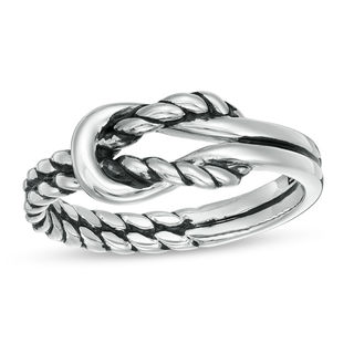 EFFY™ Collection Men's Loop Knot Rope and Double Row Ring in Sterling Silver