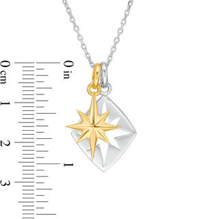 EFFY™ Collection Men's North Star Charm and Cut-Out Diamond-Shaped Pendant in Sterling Silver and 18K Gold Plate - 22"