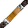 EFFY™ Collection Men's Rectangle Tiger's Eye Rope Accent Brown Leather Bracelet in Sterling Silver