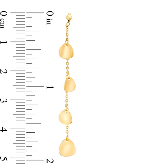 Flower Petal Station Chain Drop Earrings in 14K Gold