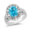 Thumbnail Image 0 of Enchanted Disney Aladdin Oval Swiss Blue Topaz and 0.23 CT. T.W. Diamond Frame Split Shank Ring in Sterling Silver