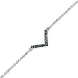 0.04 CT. T.W. Black Diamond &quot;V&quot; Anklet in Sterling Silver - 10&quot;