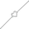 0.067 CT. T.W. Diamond Heart Outline Anklet in Sterling Silver - 10"