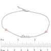 0.04 CT. T.W. Diamond "Love" with Hearts Station Anklet in Sterling Silver and 10K Rose Gold Plate - 10"