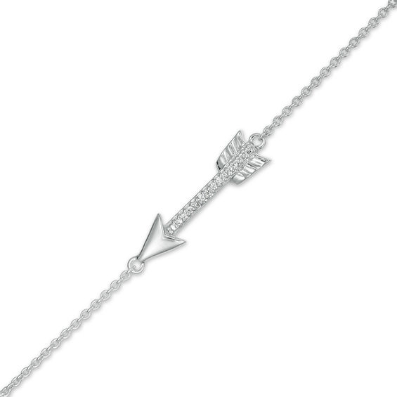 Diamond Accent Arrow Anklet in Sterling Silver - 10"