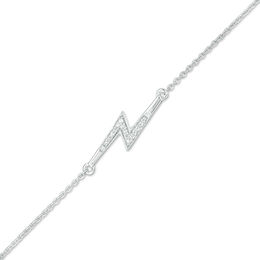 0.04 CT. T.W. Diamond Lightning Bolt Anklet in Sterling Silver - 10&quot;