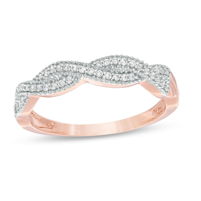0.147 CT. T.W. Diamond Twist Vintage-Style Band in 10K Rose Gold|Peoples Jewellers
