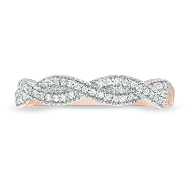 0.147 CT. T.W. Diamond Twist Vintage-Style Band in 10K Rose Gold|Peoples Jewellers