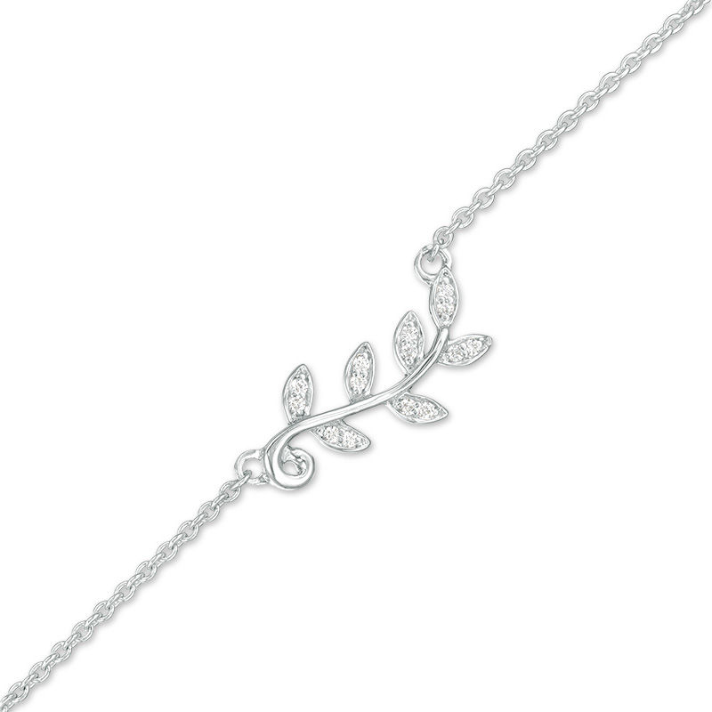 0.04 CT. T.W. Diamond Leaf Anklet in Sterling Silver - 10"|Peoples Jewellers