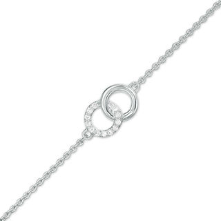 0.04 CT. T.W. Diamond Interlocking Circles Anklet in Sterling Silver - 10"