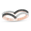 0.18 CT. T.W. Enhanced Black and White Diamond Double Chevron Ring in 10K Rose Gold