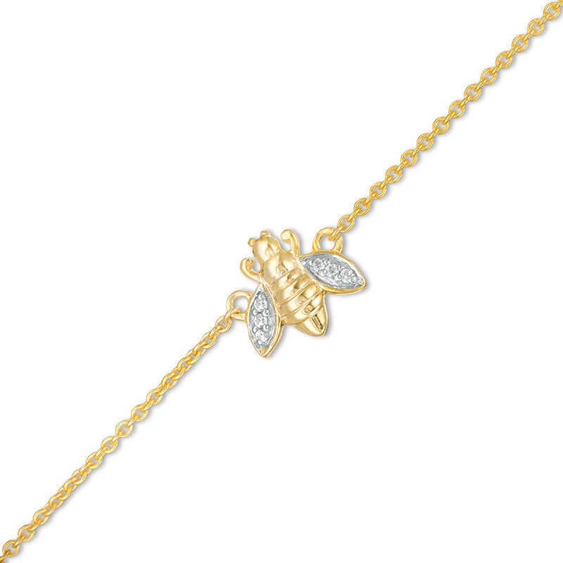 Diamond Accent Bumblebee Anklet in Sterling Silver with 14K Gold Plate - 10"|Peoples Jewellers