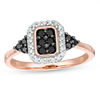 0.37 CT. T.W. Enhanced Black and White Composite Diamond Octagonal Frame Ring in 10K Rose Gold