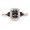 0.37 CT. T.W. Enhanced Black and White Composite Diamond Octagonal Frame Ring in 10K Rose Gold