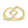 0.18 CT. T.W. Diamond Geometric Open Shank Crossover Ring in 10K Gold