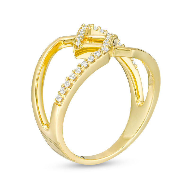 0.18 CT. T.W. Diamond Geometric Open Shank Crossover Ring in 10K Gold|Peoples Jewellers