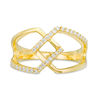 Thumbnail Image 3 of 0.18 CT. T.W. Diamond Geometric Open Shank Crossover Ring in 10K Gold