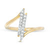 Thumbnail Image 3 of 0.18 CT. T.W. Diamond Double Vertical Bar Bypass Ring in 10K Gold