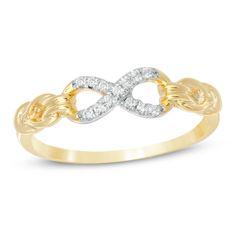0.065 CT. T.W. Diamond Sideways Infinity Link Ring in 10K Gold|Peoples Jewellers