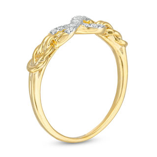 0.065 CT. T.W. Diamond Sideways Infinity Link Ring in 10K Gold