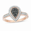Thumbnail Image 0 of 0.29 CT. T.W. Enhanced Black and White Composite Diamond Pear-Shaped Frame Ring in 10K Rose Gold