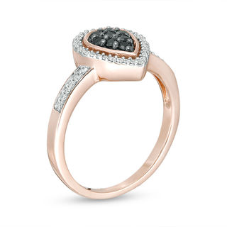 0.29 CT. T.W. Enhanced Black and White Composite Diamond Pear-Shaped Frame Ring in 10K Rose Gold