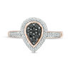 Thumbnail Image 3 of 0.29 CT. T.W. Enhanced Black and White Composite Diamond Pear-Shaped Frame Ring in 10K Rose Gold