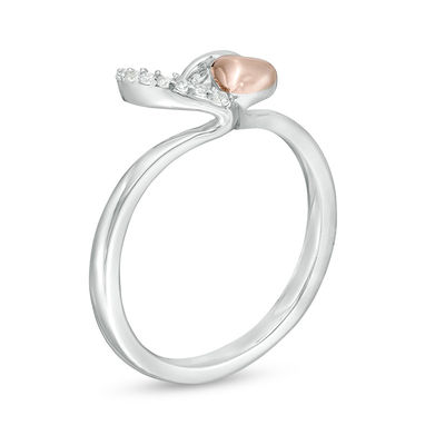 0.04 CT. T.W. Diamond Double Heart Ring in Sterling Silver and 10K Rose Gold