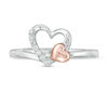 0.04 CT. T.W. Diamond Double Heart Ring in Sterling Silver and 10K Rose Gold