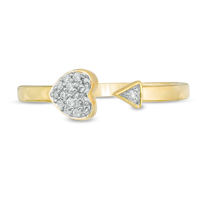 0.04 CT. T.W. Composite Diamond Sideways Heart and Arrow Open Ring in 10K Gold|Peoples Jewellers