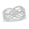 Thumbnail Image 0 of 0.23 CT. T.W. Composite Diamond Multi-Row Crossover Ring in 10K White Gold