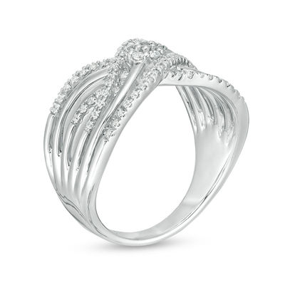 0.23 CT. T.W. Composite Diamond Multi-Row Crossover Ring in 10K White Gold