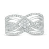Thumbnail Image 3 of 0.23 CT. T.W. Composite Diamond Multi-Row Crossover Ring in 10K White Gold